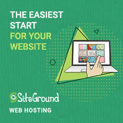 SiteGround Banner Ad / affiliate link. The text reads 'The Easiest Start For Your Website'