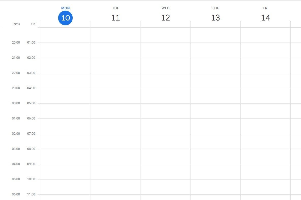 Google Calendar with two time zones