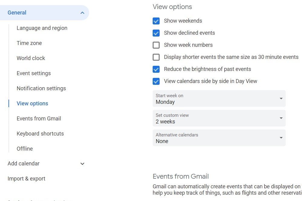 Set a custom calendar view in Google Calendar